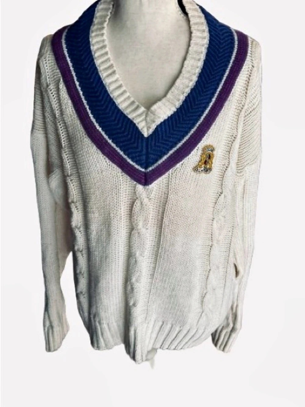Vintage OSCAR DE LA RENTA Expression Varsity Sweater Designer 80s Extra Large
